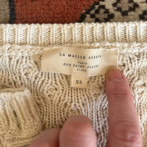 Sezane Cream Cable Knit Cardigan - Picture 3 of 4